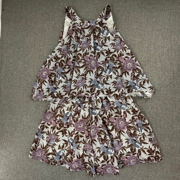 Love @ First Sight Floral Romper Medium Brand New Sleeveless Flowy Pleated Top P - Picture 1 of 15